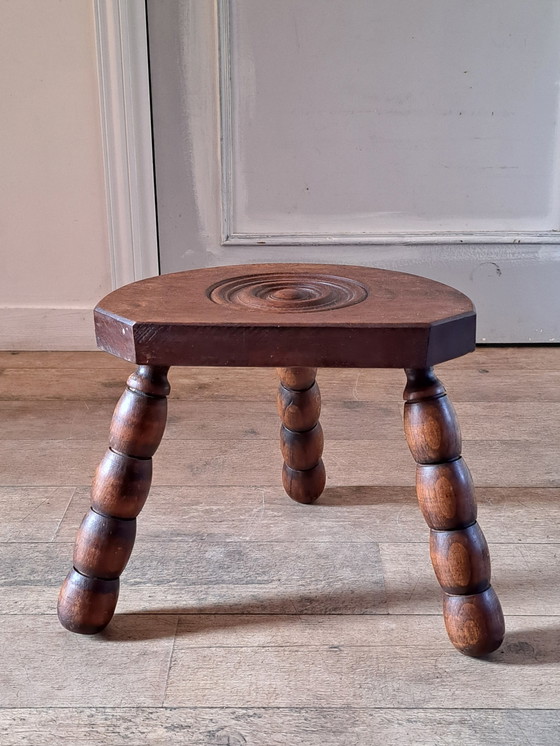 Image 1 of Turned Wood Tripod Stool