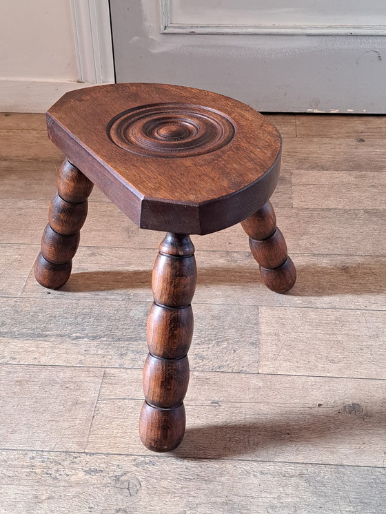 Image 1 of Turned Wood Tripod Stool