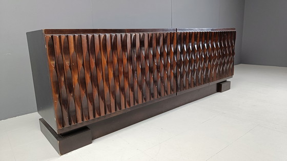 Image 1 of Graphical brutalist credenza, 1980s