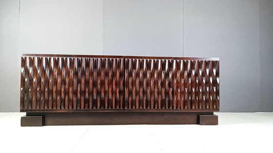 Image 1 of Graphical brutalist credenza, 1980s