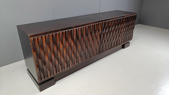 Image 1 of Graphical brutalist credenza, 1980s