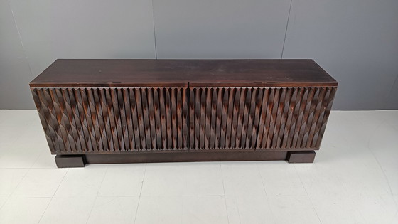 Image 1 of Graphical brutalist credenza, 1980s