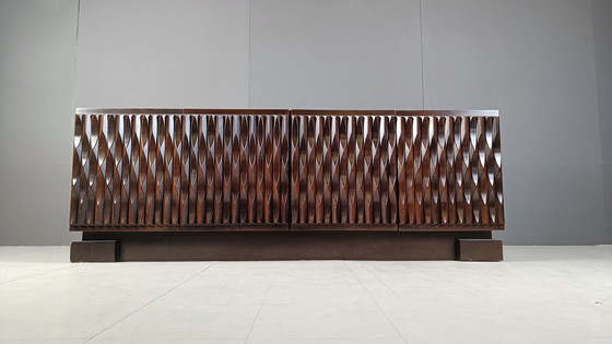 Image 1 of Graphical brutalist credenza, 1980s