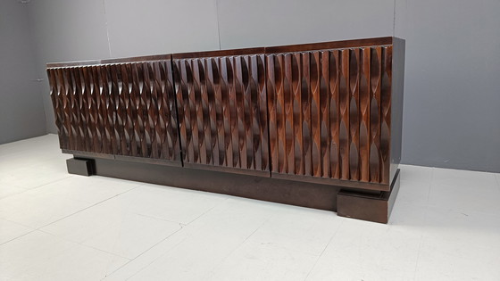 Image 1 of Graphical brutalist credenza, 1980s