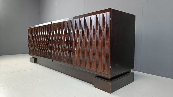 Image 1 of Graphical brutalist credenza, 1980s