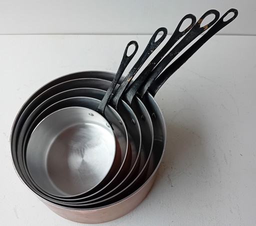 5X French Copper Saucepans