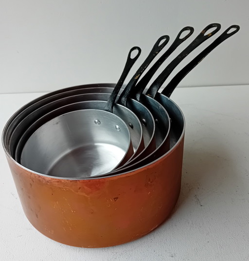 5X French Copper Saucepans