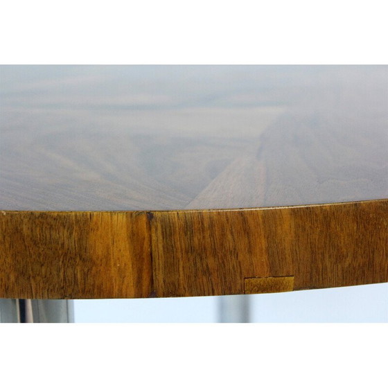 Image 1 of Vintage Bauhaus walnut and chrome round table by Robert Slezak, 1930s