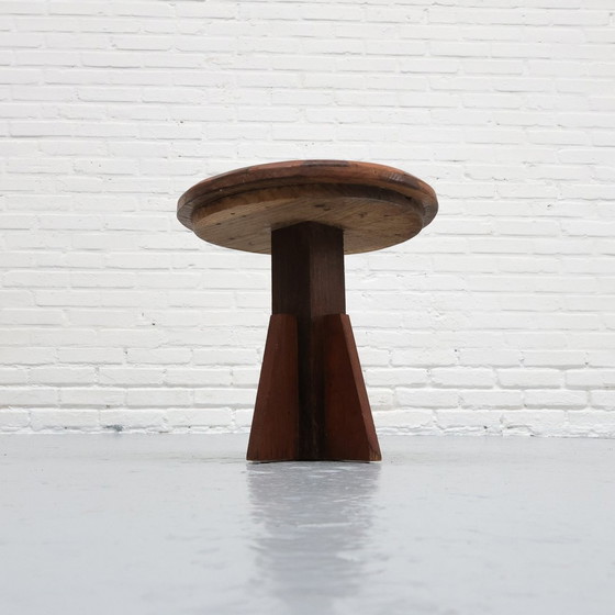 Image 1 of Wabi-Sabi Brutalist Wooden Side Table