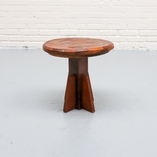 Wabi-Sabi Brutalist Wooden Side Table