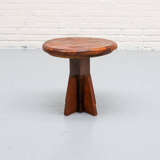 Wabi-Sabi Brutalist Wooden Side Table