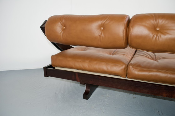 Image 1 of 3-seater Sofa Gs 195 Leather And Rosewood Gianni Songia 1963 Sormani Éditeur