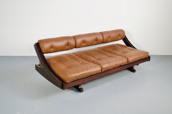 Image 1 of 3-seater Sofa Gs 195 Leather And Rosewood Gianni Songia 1963 Sormani Éditeur
