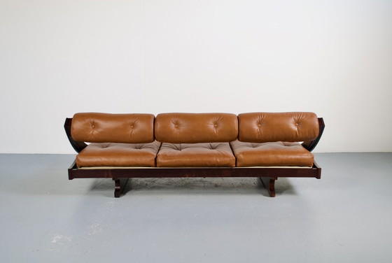 Image 1 of 3-seater Sofa Gs 195 Leather And Rosewood Gianni Songia 1963 Sormani Éditeur