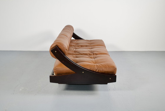 Image 1 of 3-seater Sofa Gs 195 Leather And Rosewood Gianni Songia 1963 Sormani Éditeur