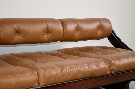 Image 1 of 3-seater Sofa Gs 195 Leather And Rosewood Gianni Songia 1963 Sormani Éditeur
