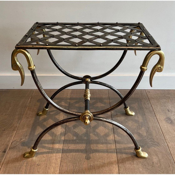 Image 1 of Vintage Curule stool in steel and brass, 1940
