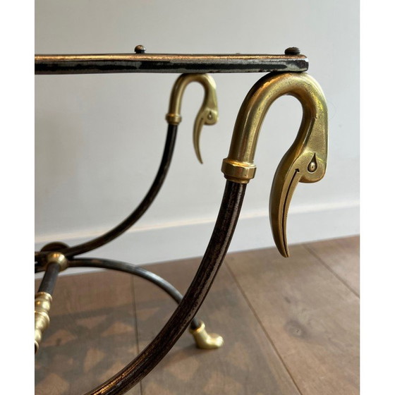 Image 1 of Vintage Curule stool in steel and brass, 1940