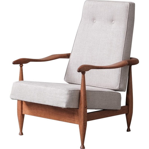 Vintage oak armchair by Guillerme et Chambron, France 1960
