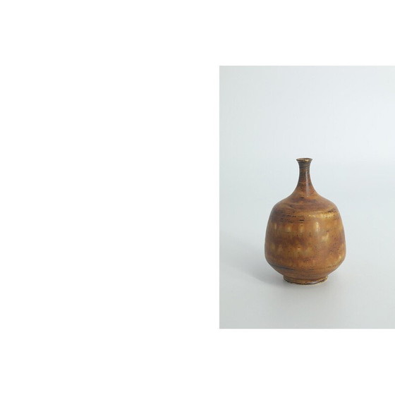 Image 1 of Set of 4 vintage brown stoneware collectible vases by Gunnar Borg for Höganäs Ceramics, Sweden 1960