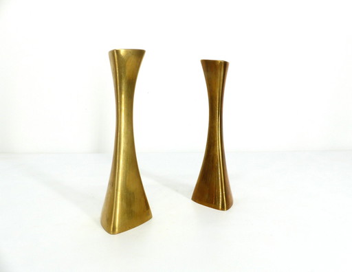 Pair Of Vintage Ytterberg Brass Candlesticks For Bca Eskilstuna, Sweden 1960