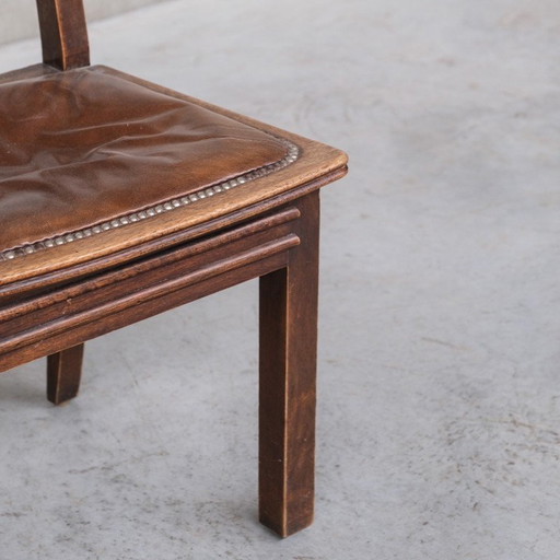 Set of 6 vintage oakwood chairs, France 1940s