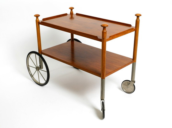 Image 1 of Very Rare Beautiful Mid Century Modern Bar Cart Made Of Walnut By Wilhelm Renz