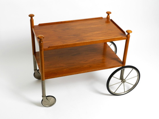 Image 1 of Very Rare Beautiful Mid Century Modern Bar Cart Made Of Walnut By Wilhelm Renz