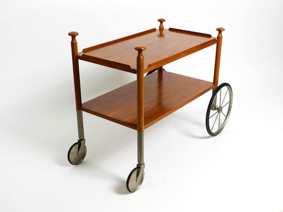 Image 1 of Very Rare Beautiful Mid Century Modern Bar Cart Made Of Walnut By Wilhelm Renz