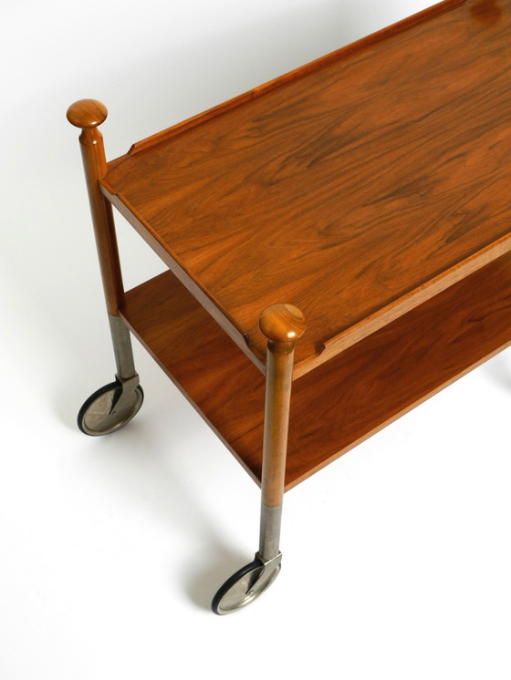 Image 1 of Very Rare Beautiful Mid Century Modern Bar Cart Made Of Walnut By Wilhelm Renz