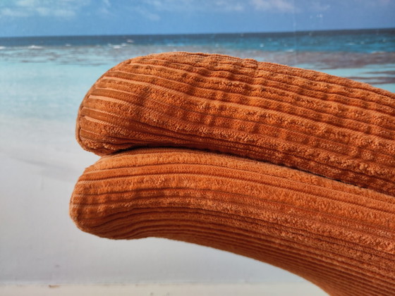 Image 1 of Armchair orange rib velvet