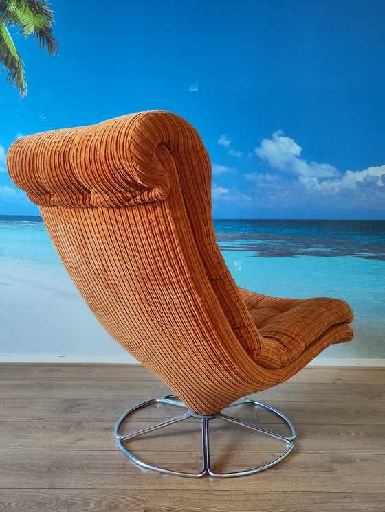 Image 1 of Armchair orange rib velvet