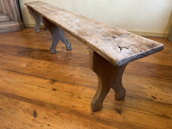 Image 1 of Long Bench Church Pew French Antique 209 Cm. Chestnut