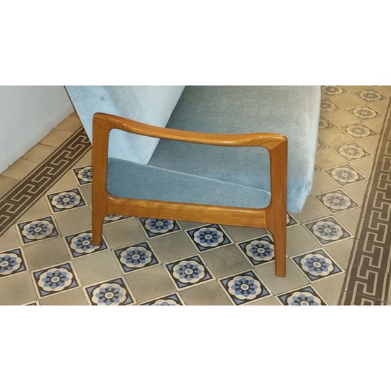 Image 1 of Divano letto vintage in teak e velluto blu