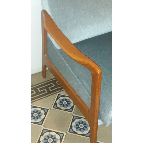 Image 1 of Divano letto vintage in teak e velluto blu