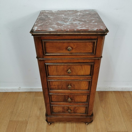 Antique Vintage Nightstand Sideboard With Marble Top