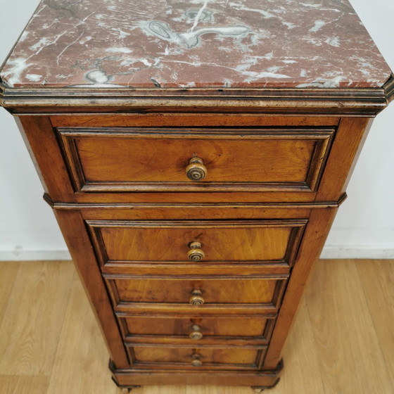 Image 1 of Antique Vintage Nightstand Sideboard With Marble Top