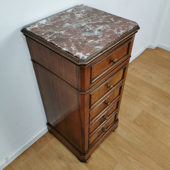 Image 1 of Antique Vintage Nightstand Sideboard With Marble Top