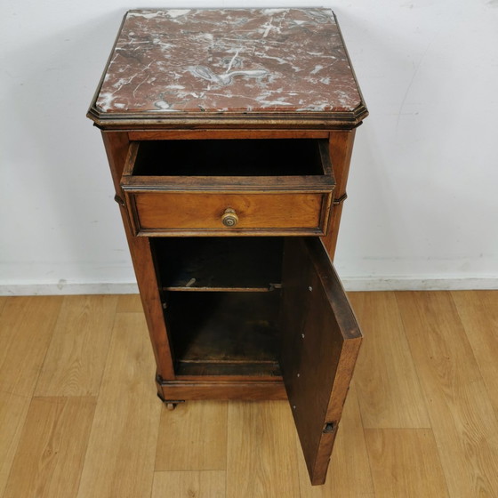 Image 1 of Antique Vintage Nightstand Sideboard With Marble Top