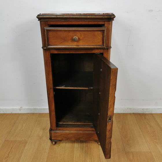 Image 1 of Antique Vintage Nightstand Sideboard With Marble Top