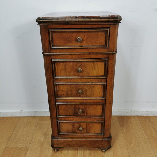 Antique Vintage Nightstand Sideboard With Marble Top