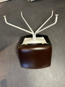 4X Arper Brown Leather Chairs With White Swivel Legs And With Cushion