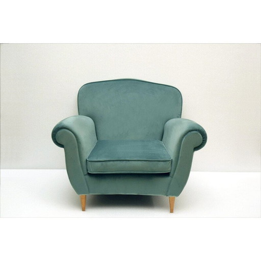Vintage velvet armchair by Ico Parisi, 1950