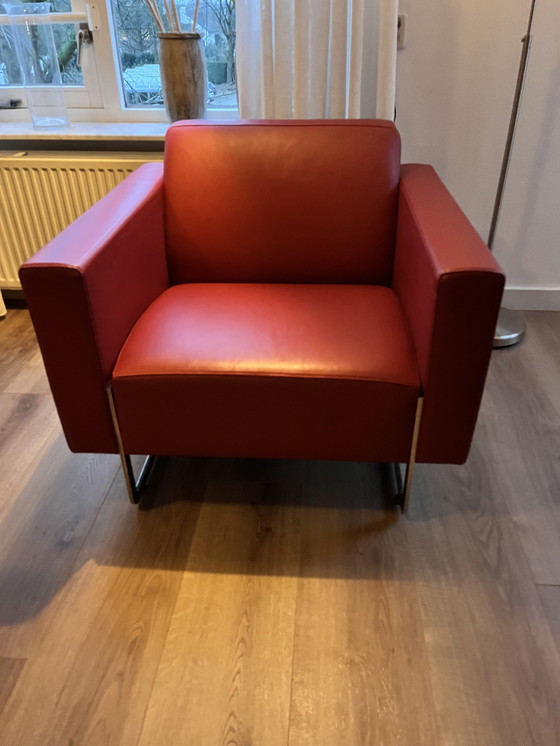 Image 1 of Artifort Red Leather Armchair