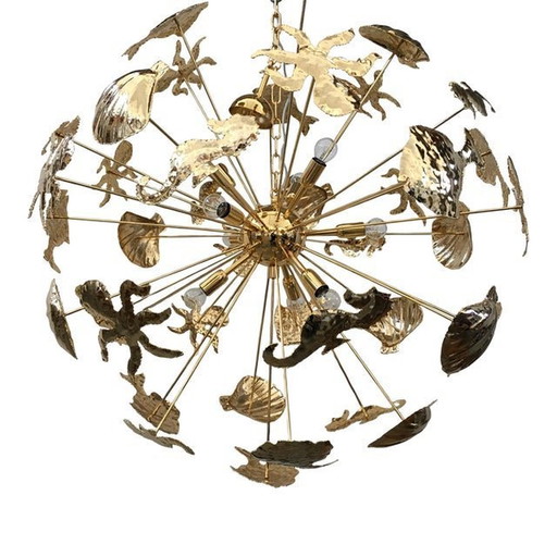 Brass Metal Frame Sputnik Chandelier Gold Metal Frame