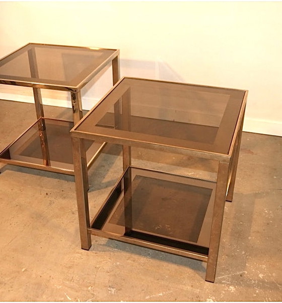 Image 1 of 2x bijzettafel vintage Hollywood Regency + salone