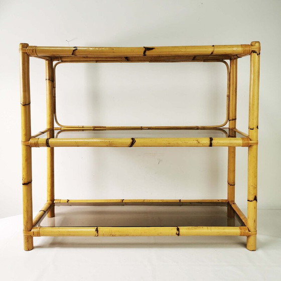 Image 1 of Mensola vintage in bambù e vetro, Germania anni '70