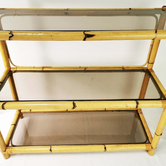 Image 1 of Mensola vintage in bambù e vetro, Germania anni '70