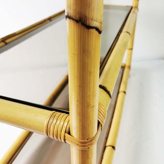 Image 1 of Mensola vintage in bambù e vetro, Germania anni '70