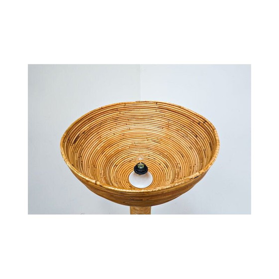 Image 1 of Vintage floor lamp  modern brown rattan Italy